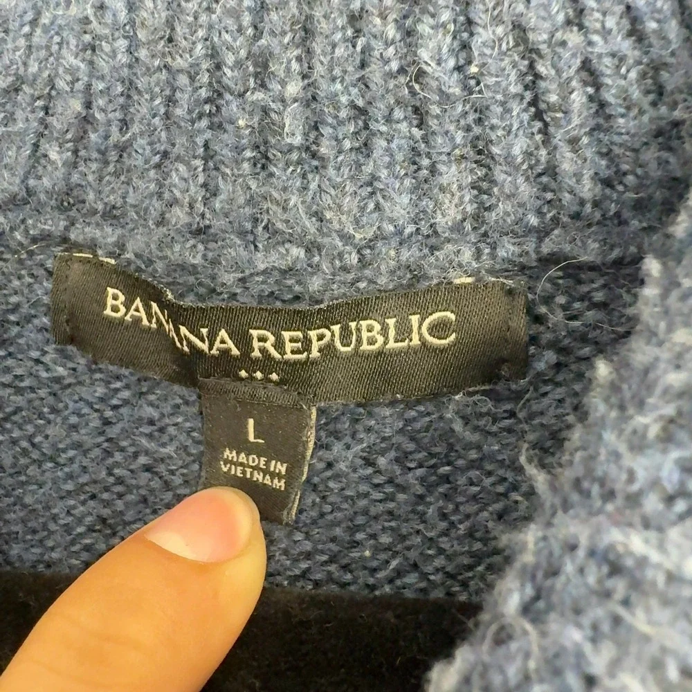 Banana Republic Sweater Mens‎ L Blue Cotton Blend Shawl Neck Button Casual Style